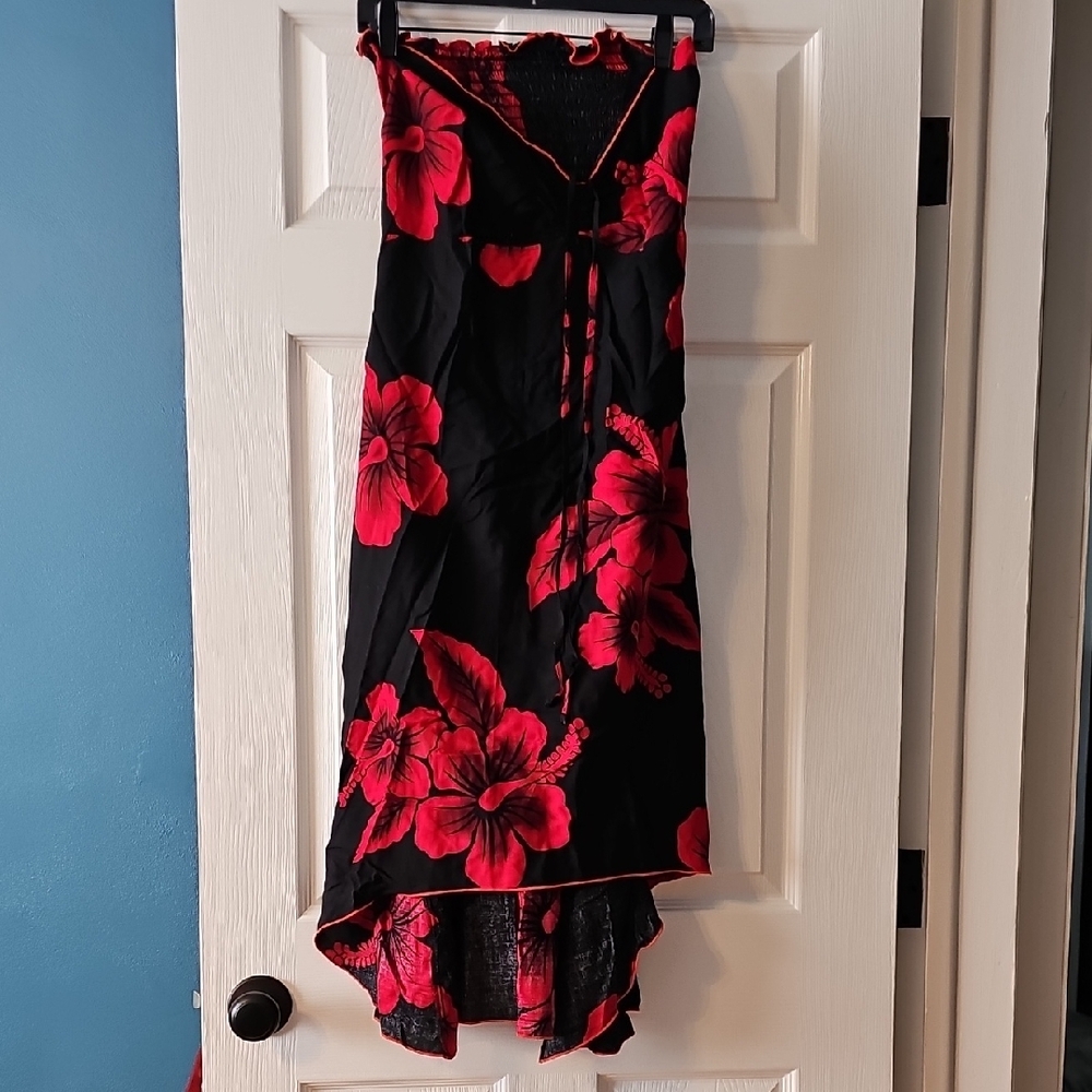 Floral Black and Red Women's Dress